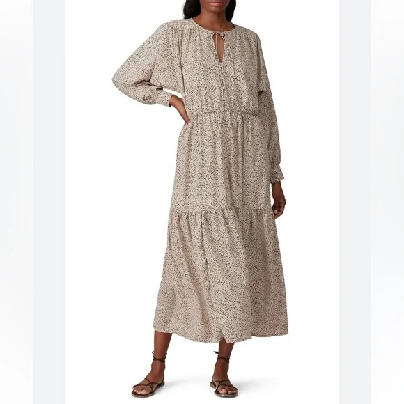 Sweet Baby Jamie Modest Peasant Ditsy Midi Dress - Picture 1 of 14